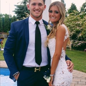 Jovani White Lace Sheath Prom Dress 21226